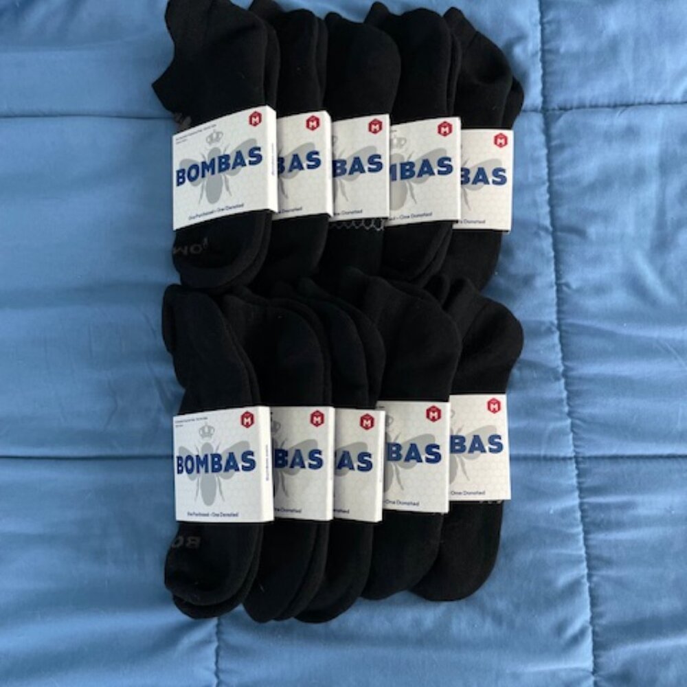 Medium Bombas Socks x 10 BUNDLE Black Ankle Womens GOTH New ATHLETIC Deal - Picture 2 of 9
